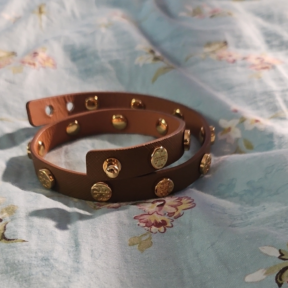 Tory Burch Brown Bracelet with Gold Studs